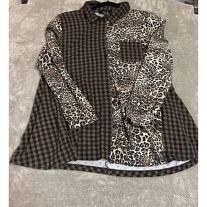 Comfy USA Brown Black Plaid Button Down Flannel Shirt Grunge Womens XS